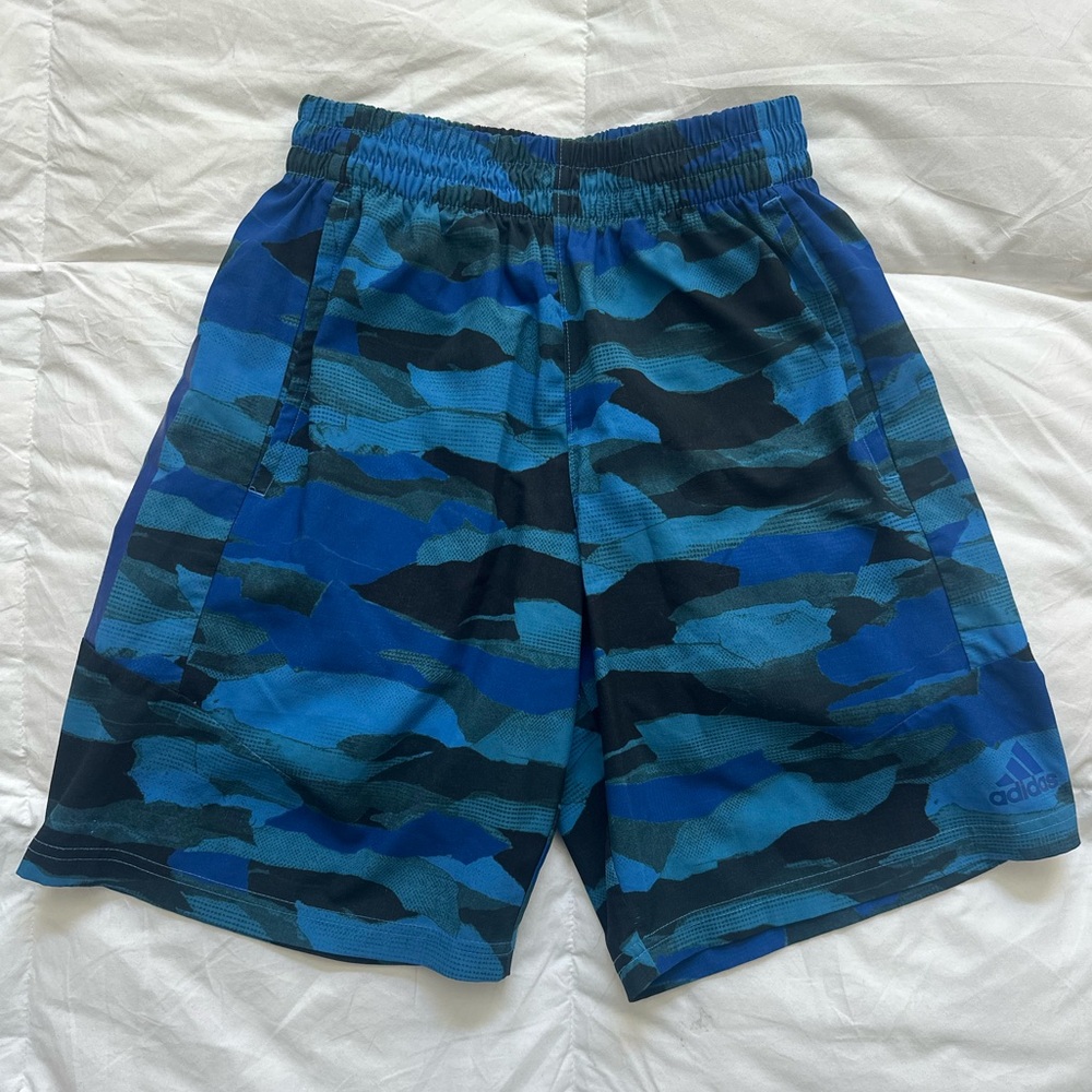Adidas Youth Blue Camo Basketball Shorts